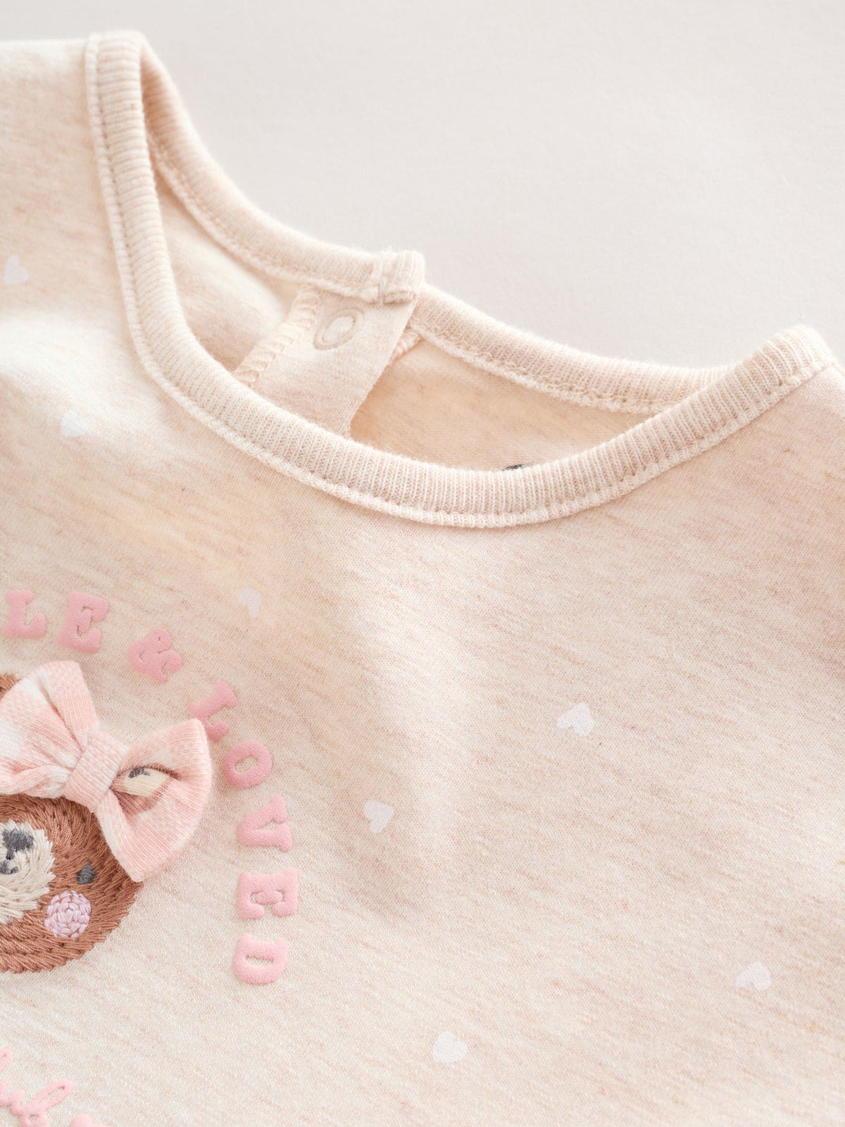 Pink Bear Embroidered Jersey Baby Rompers 3 Pack
