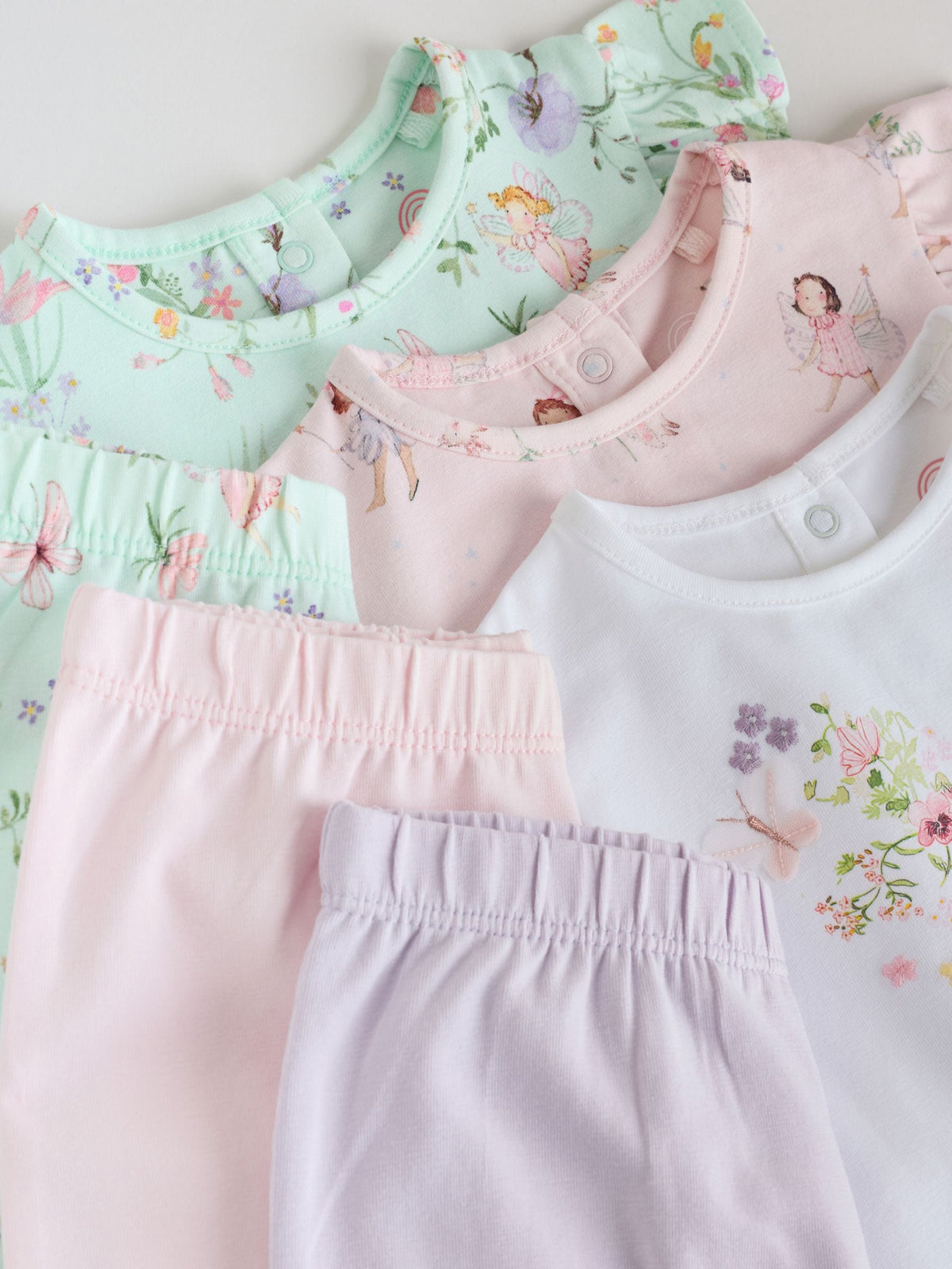 Pink/ Mint/ White Fairy Short Sleeve Top and Leggings Baby Set 6 Piece (0mths-3yrs)