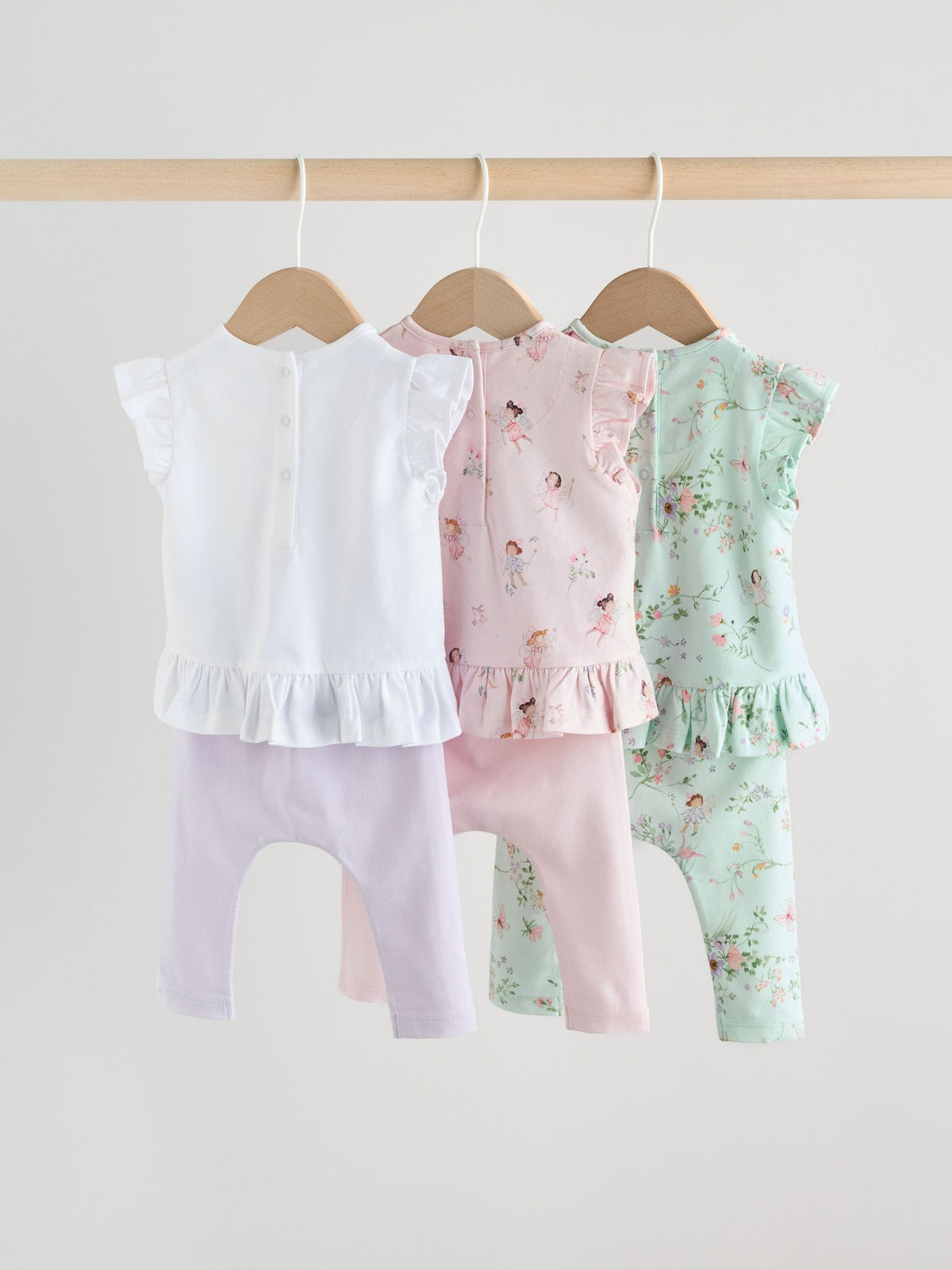 Pink/ Mint/ White Fairy Short Sleeve Top and Leggings Baby Set 6 Piece (0mths-3yrs)