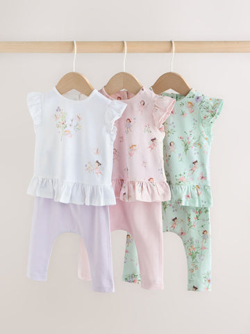 Pink/ Mint/ White Fairy Short Sleeve Top and Leggings Baby Set 6 Piece (0mths-3yrs)