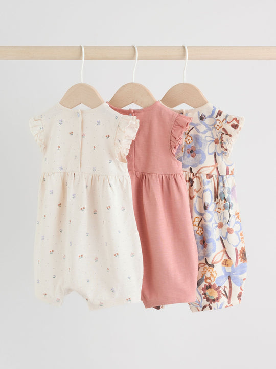 Lilac and Ecru Baby Rompers 3 Pack