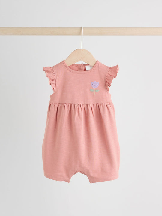 Lilac and Ecru Baby Rompers 3 Pack