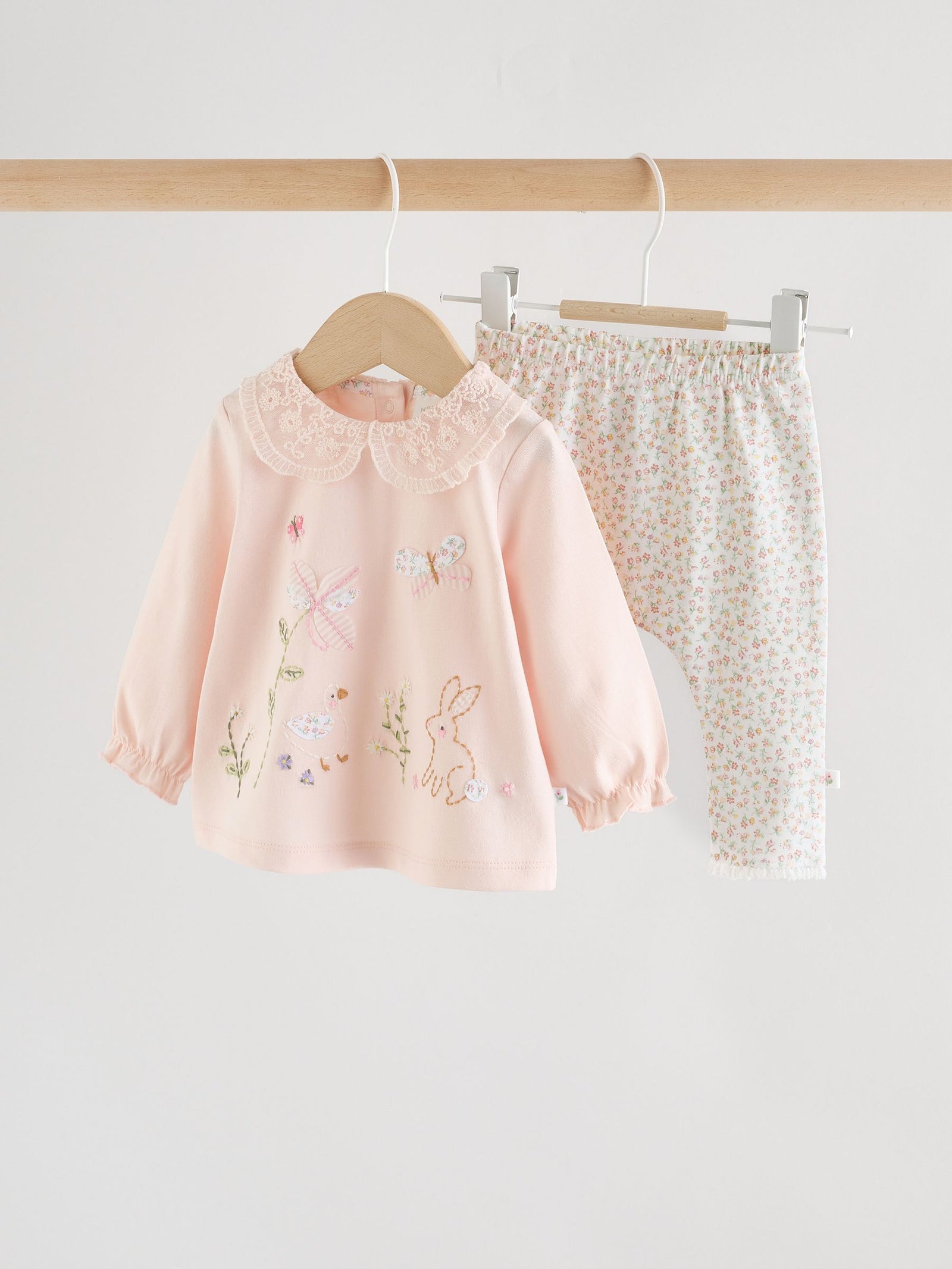 Pink Bunny Long Sleeve Top and Legging Baby 2 Piece Set (0mths-2yrs)