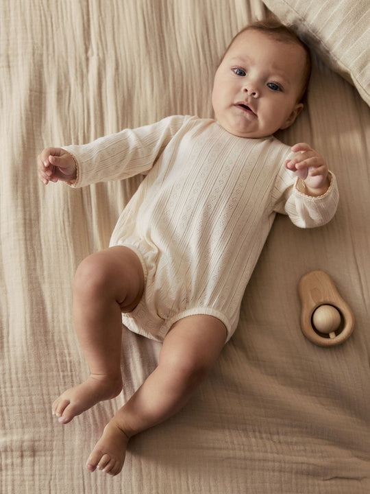 Ecru Pointelle Bodysuit Leggings And Cardigan Baby Set 3 Piece (0-9mths)