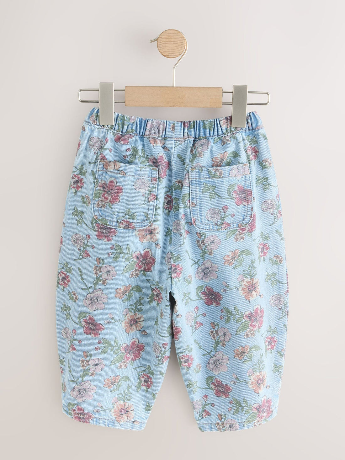 Blue Floral Print Pullon Barrel Jeans (3mths-7yrs)