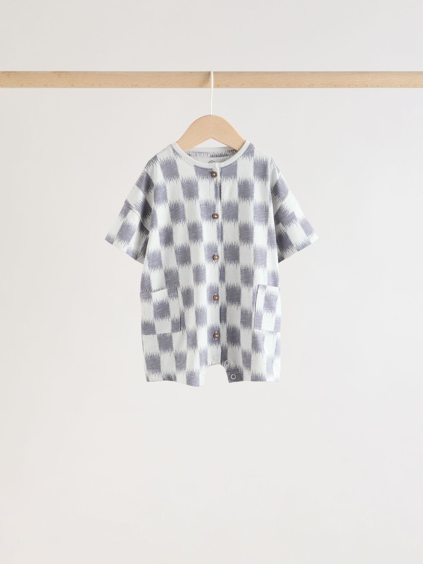 Neutral Sunbaked Printed Button Through Jersey Baby Rompers 3 Pack