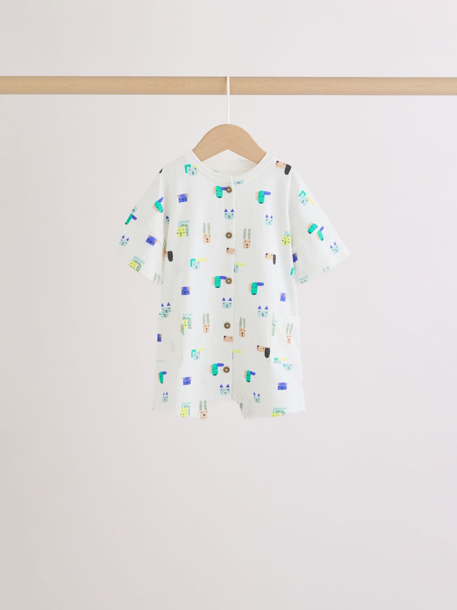 Green Print Jersey Baby Rompers 3 Pack