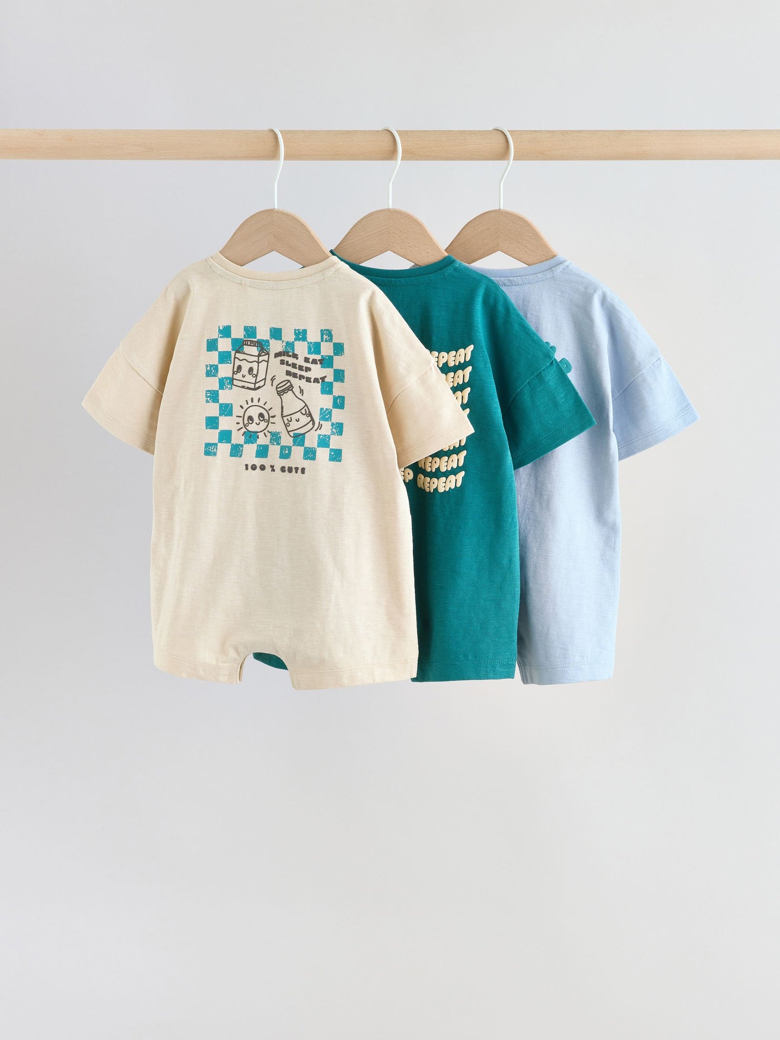 Green Milk Club Jersey Baby Rompers 3 Pack