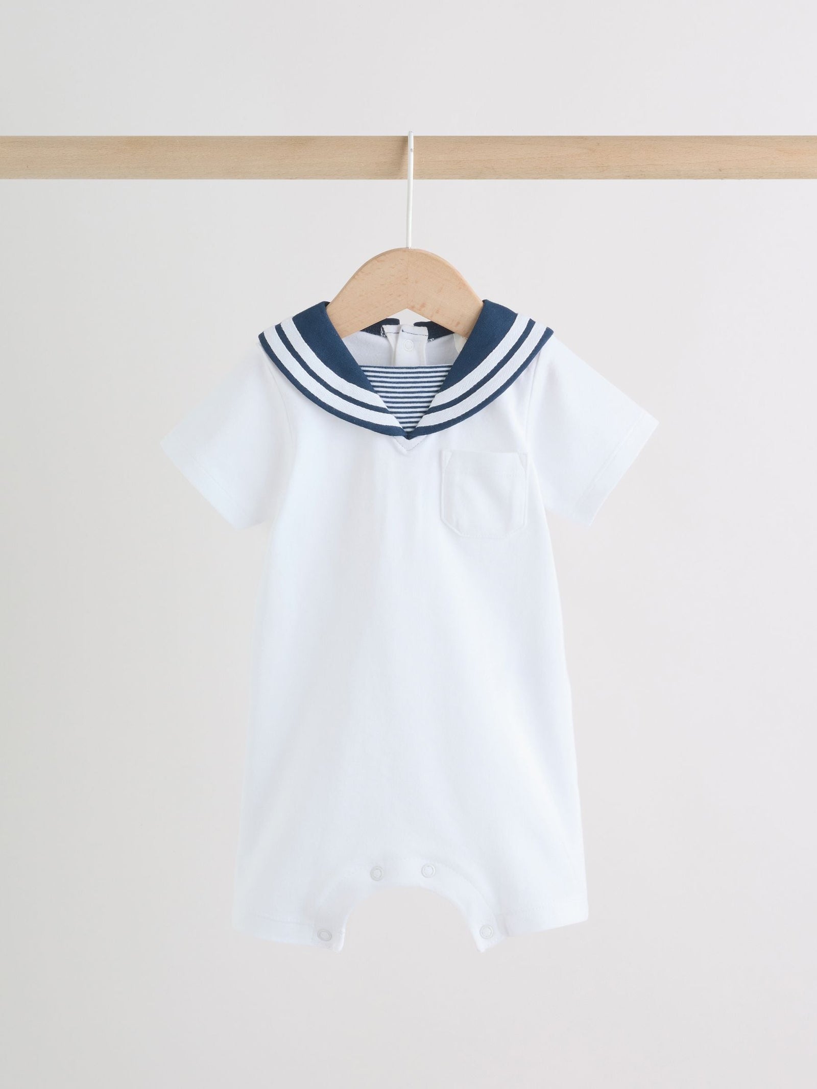 Blue Stripe Sailor Collar Jersey Baby Romper 2 Pack