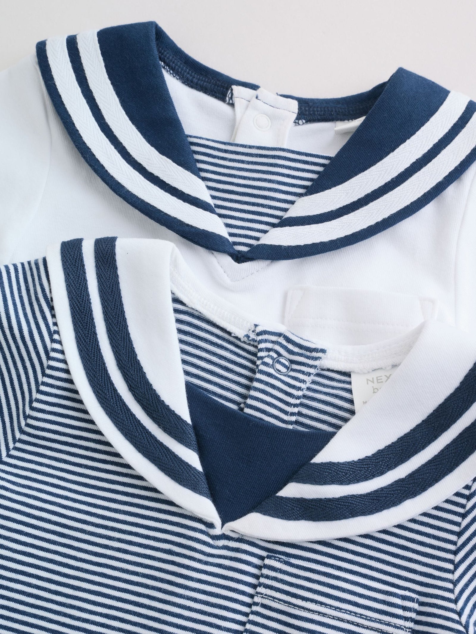 Blue Stripe Sailor Collar Jersey Baby Romper 2 Pack