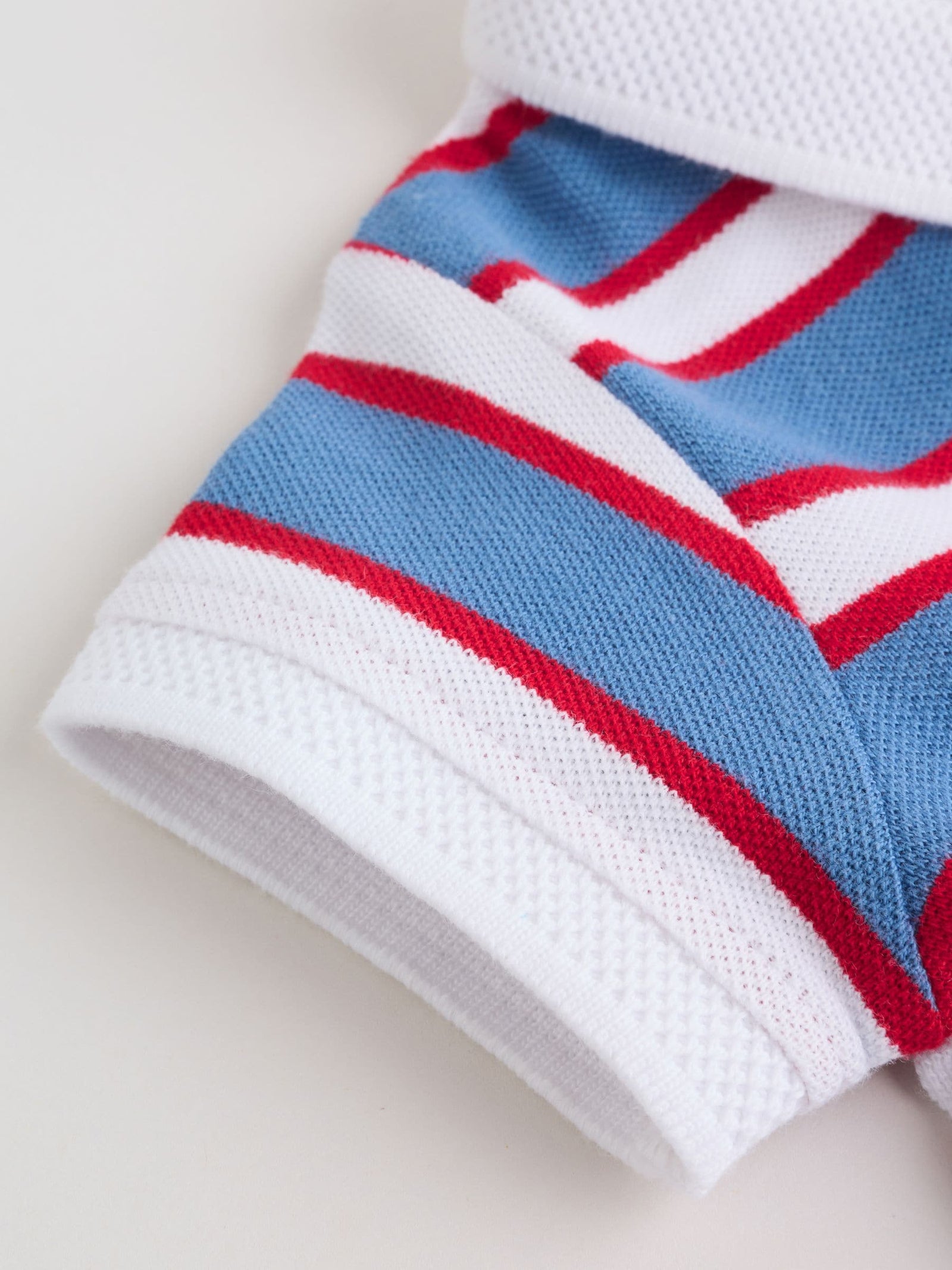 Red/Blue Rugby Striped Smart Collar Baby Rompers 2 Pack