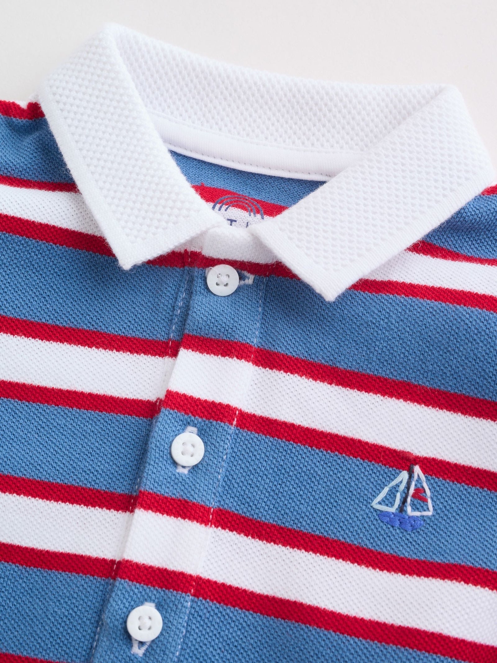 Red/Blue Rugby Striped Smart Collar Baby Rompers 2 Pack