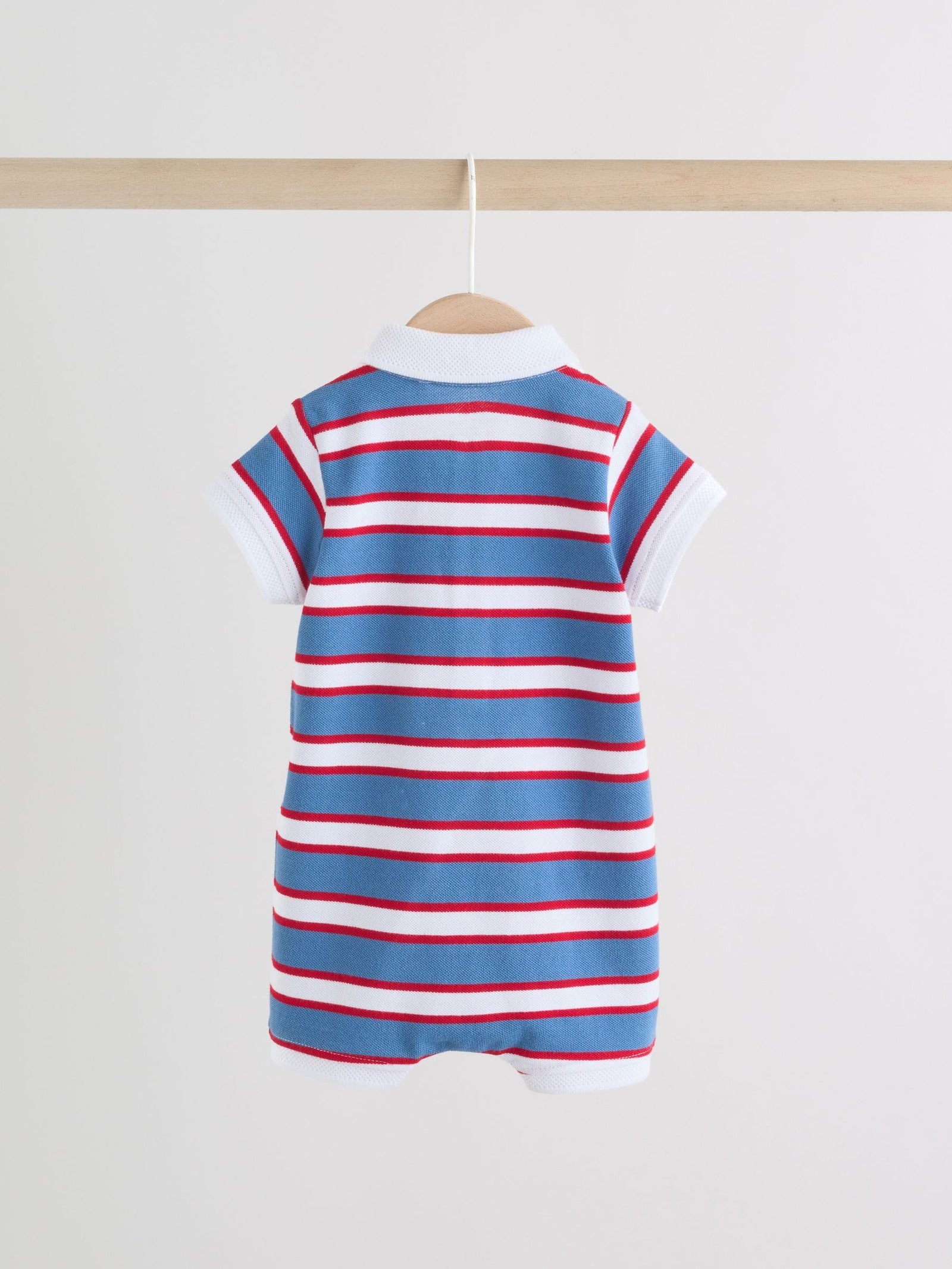 Red/Blue Rugby Striped Smart Collar Baby Rompers 2 Pack
