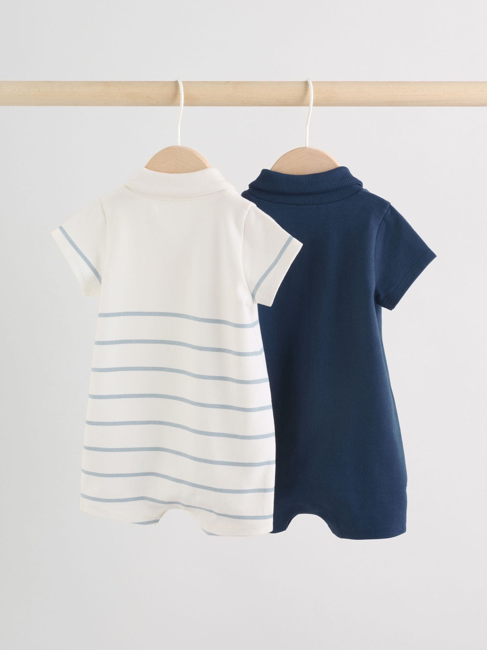 Blue and White Striped Baby Jersey Rompers 2 Pack