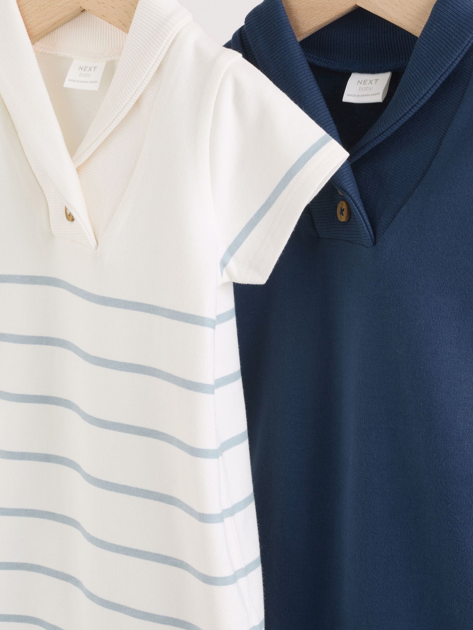 Blue and White Striped Baby Jersey Rompers 2 Pack