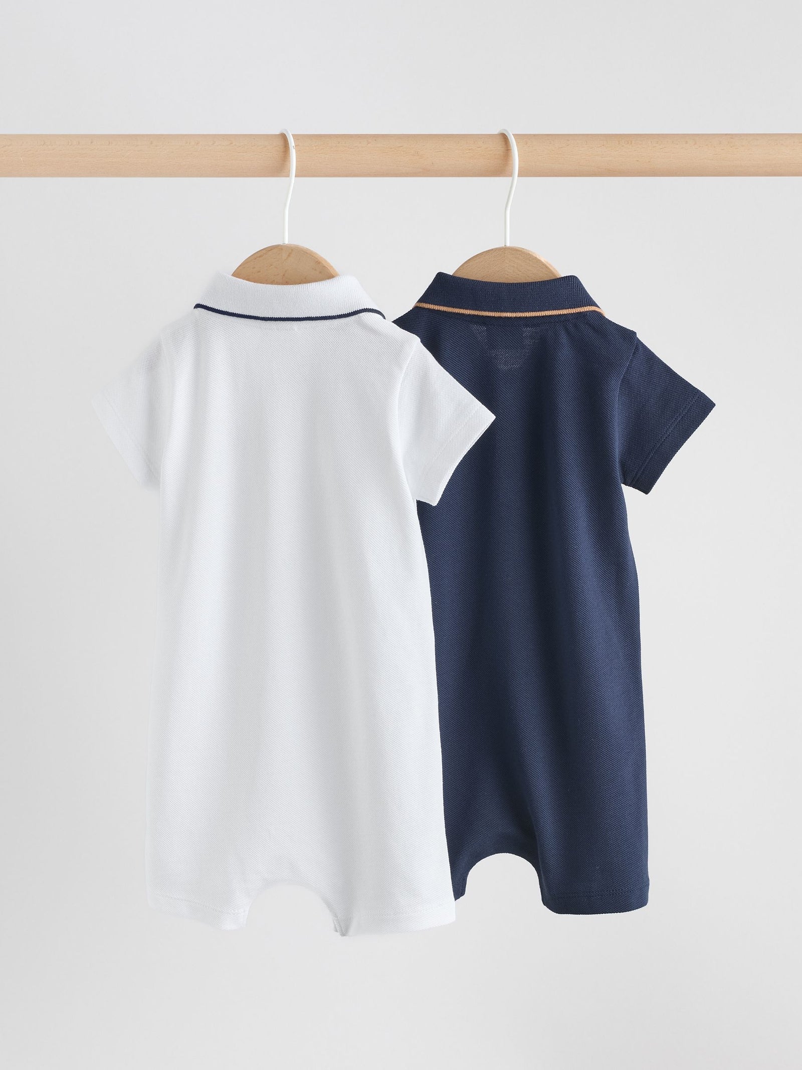 Navy/White Smart Collar Baby Rompers 2 Pack