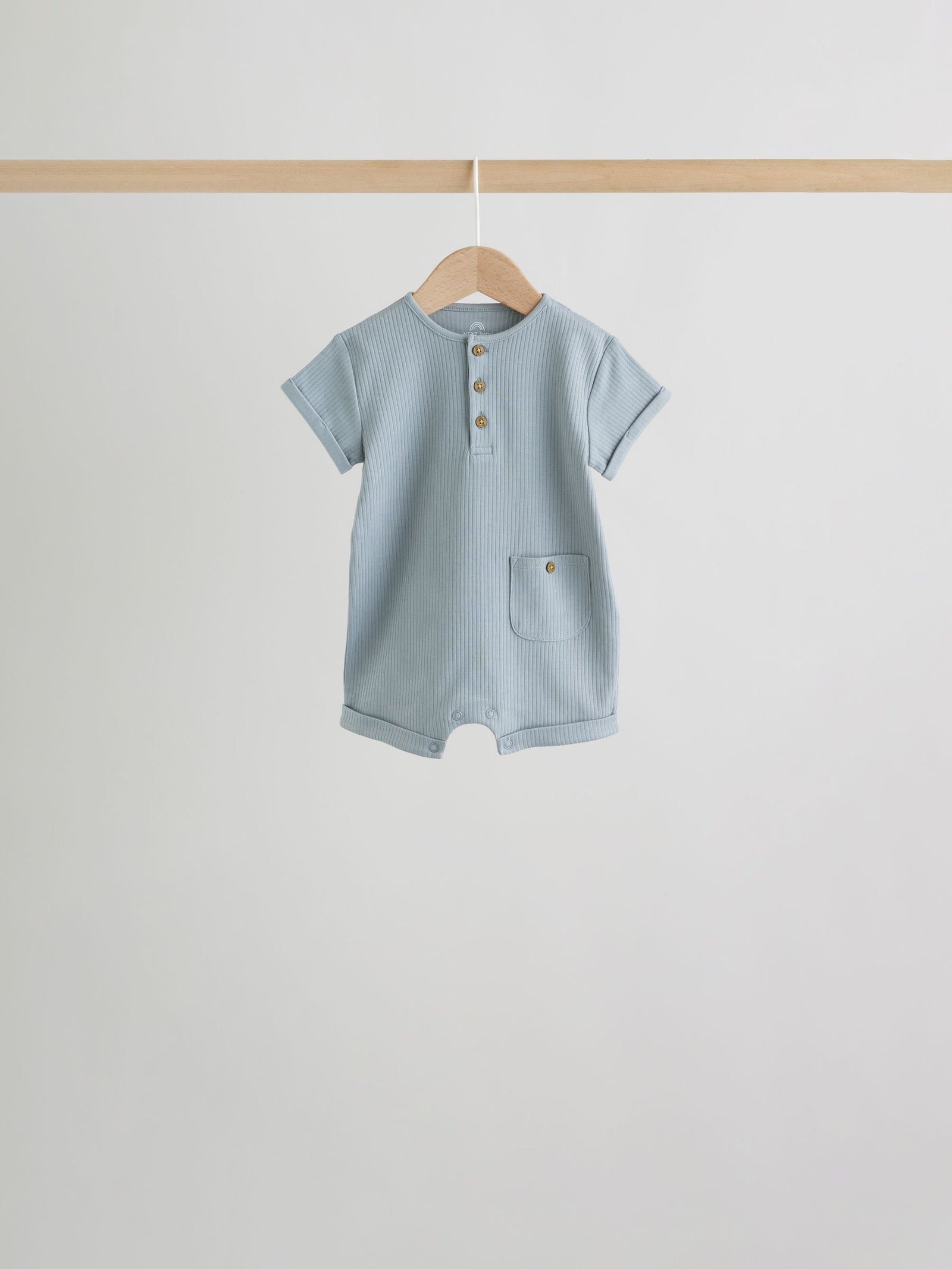 Grey Grandad Button Neck Baby Rompers 4 Pack