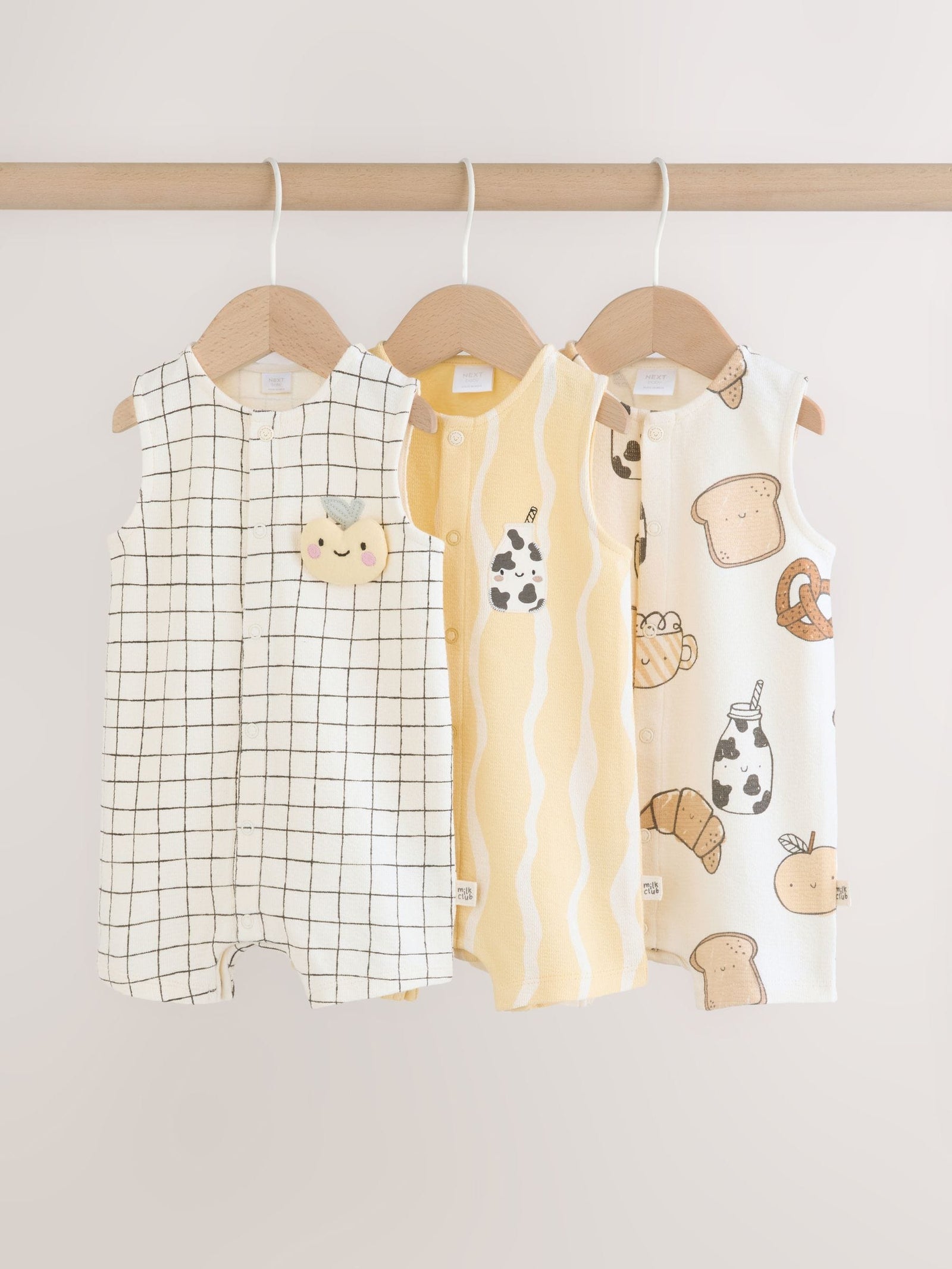 Milk Club Printed Jersey Baby Rompers 3 Pack