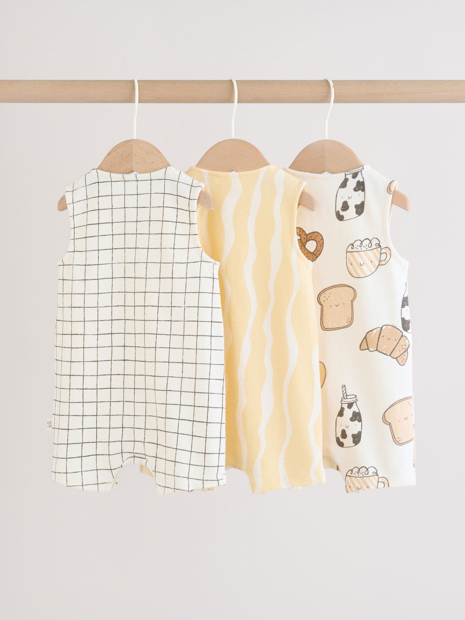 Milk Club Printed Jersey Baby Rompers 3 Pack