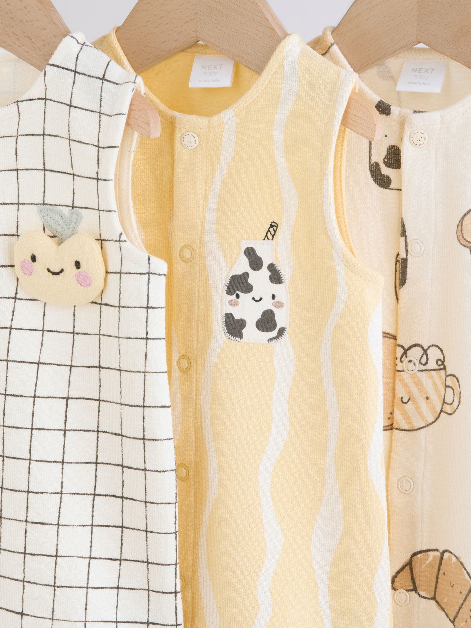 Milk Club Printed Jersey Baby Rompers 3 Pack