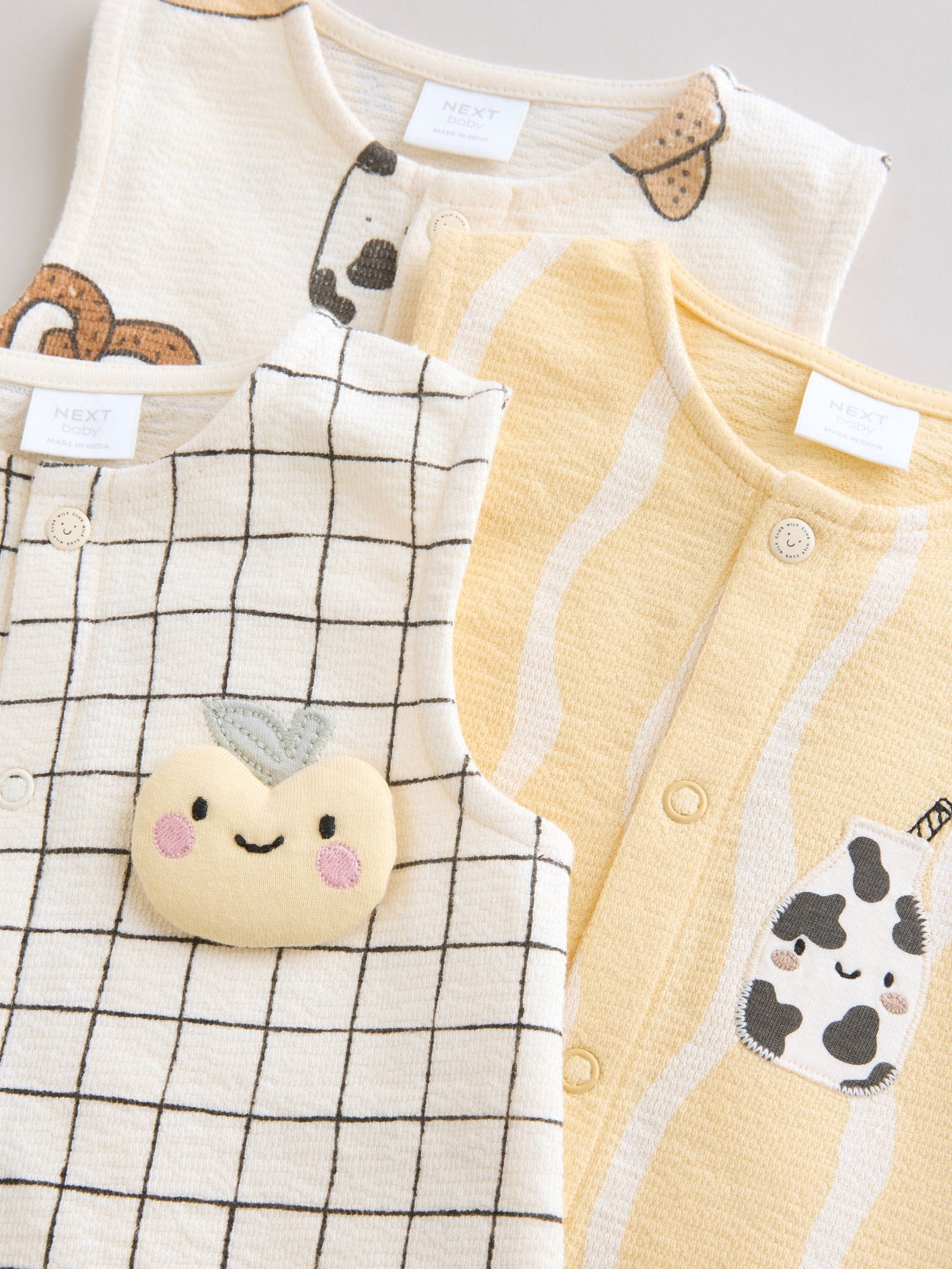 Milk Club Printed Jersey Baby Rompers 3 Pack