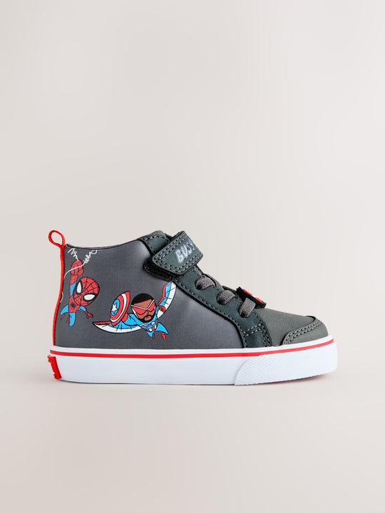 Grey Standard Fit (F) Spidey and Friends Elastic Lace Touch Fastening Boots