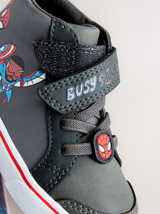 Grey Standard Fit (F) Spidey and Friends Elastic Lace Touch Fastening Boots