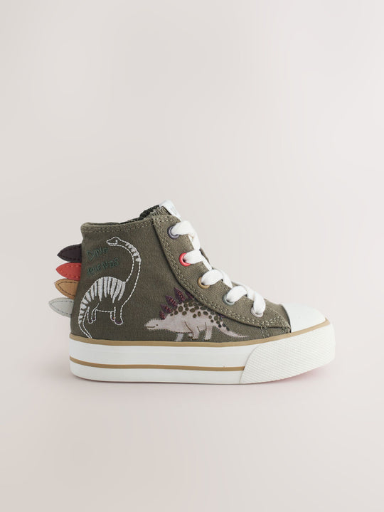 Green Dino Zip Fastening Hi Top Trainers
