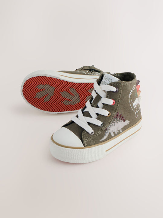 Green Dino Zip Fastening Hi Top Trainers