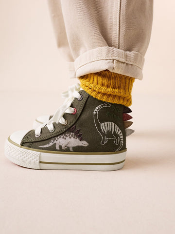 Green Dino Zip Fastening Hi Top Trainers