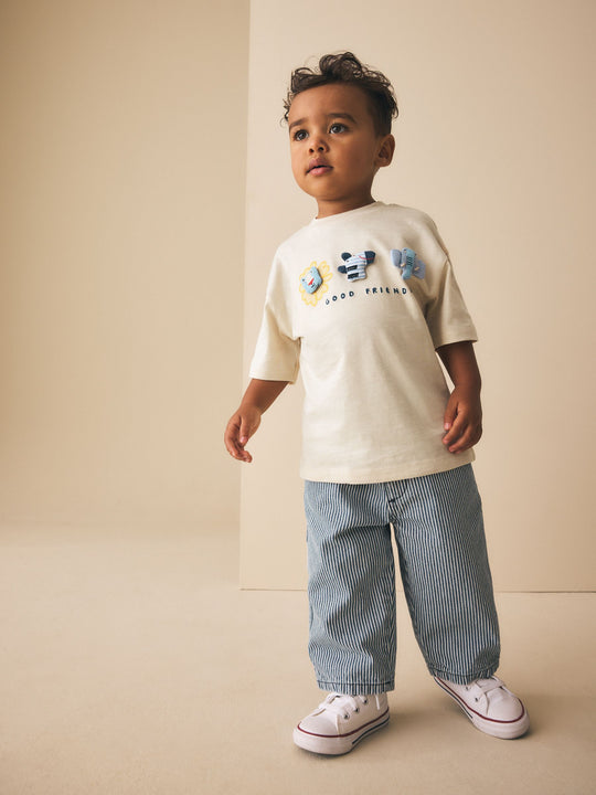 Neutral Safari Animals Short Sleeve 3D Padded T-Shirt (3mths-7yrs)