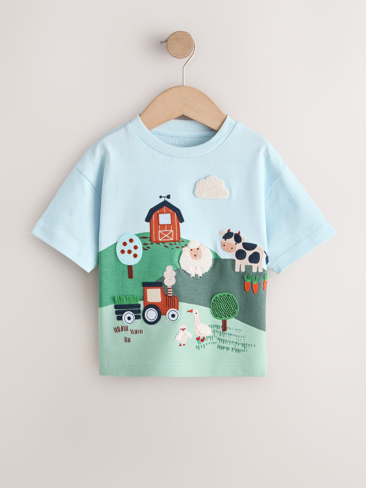 Green/Blue Farm Short Sleeve Appliqué T-Shirt (3mths-7yrs)