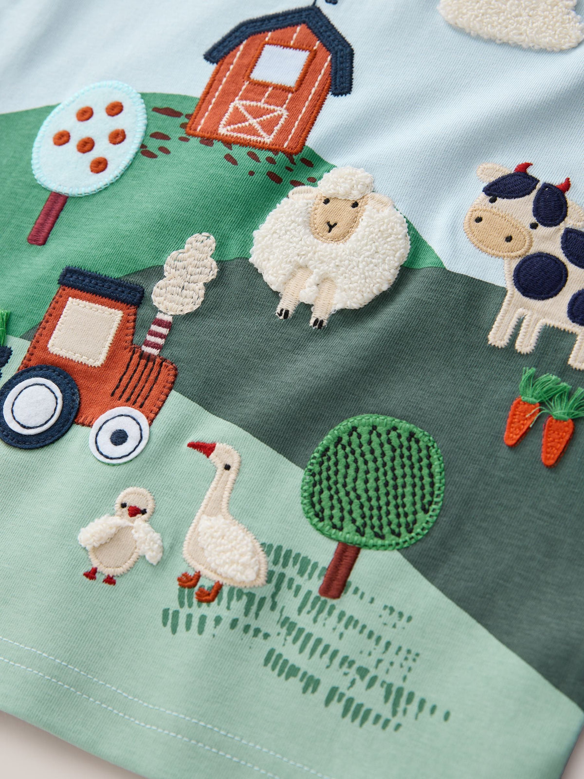 Green/Blue Farm Short Sleeve Appliqué T-Shirt (3mths-7yrs)