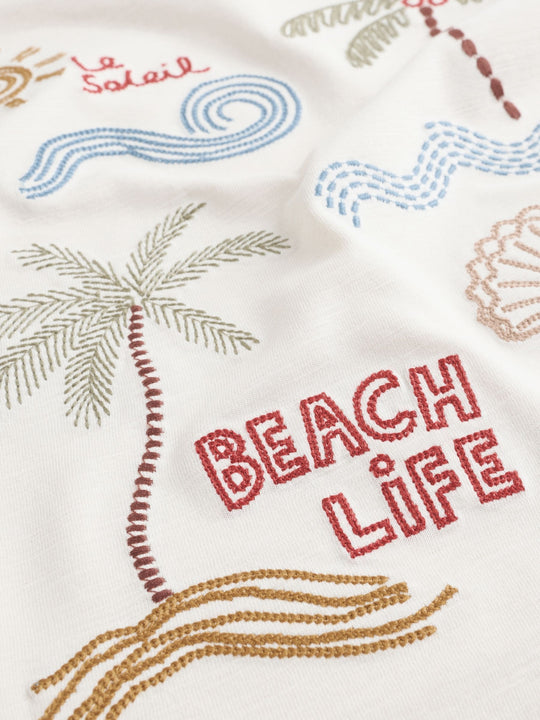 Neutral Beach Palms Short Sleeve Appliqué T-Shirt (3mths-7yrs)