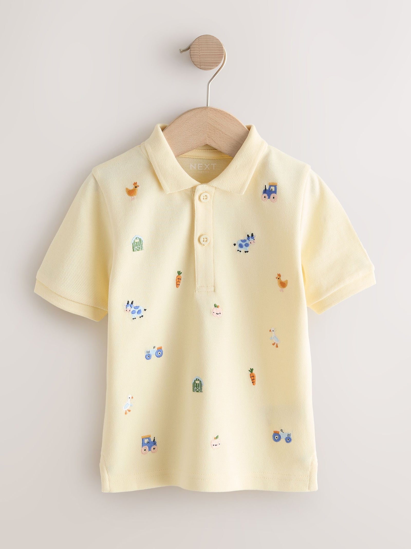 Yellow Farm All-Over-Embroidered Short Sleeve Polo Shirt (3mths-7yrs)