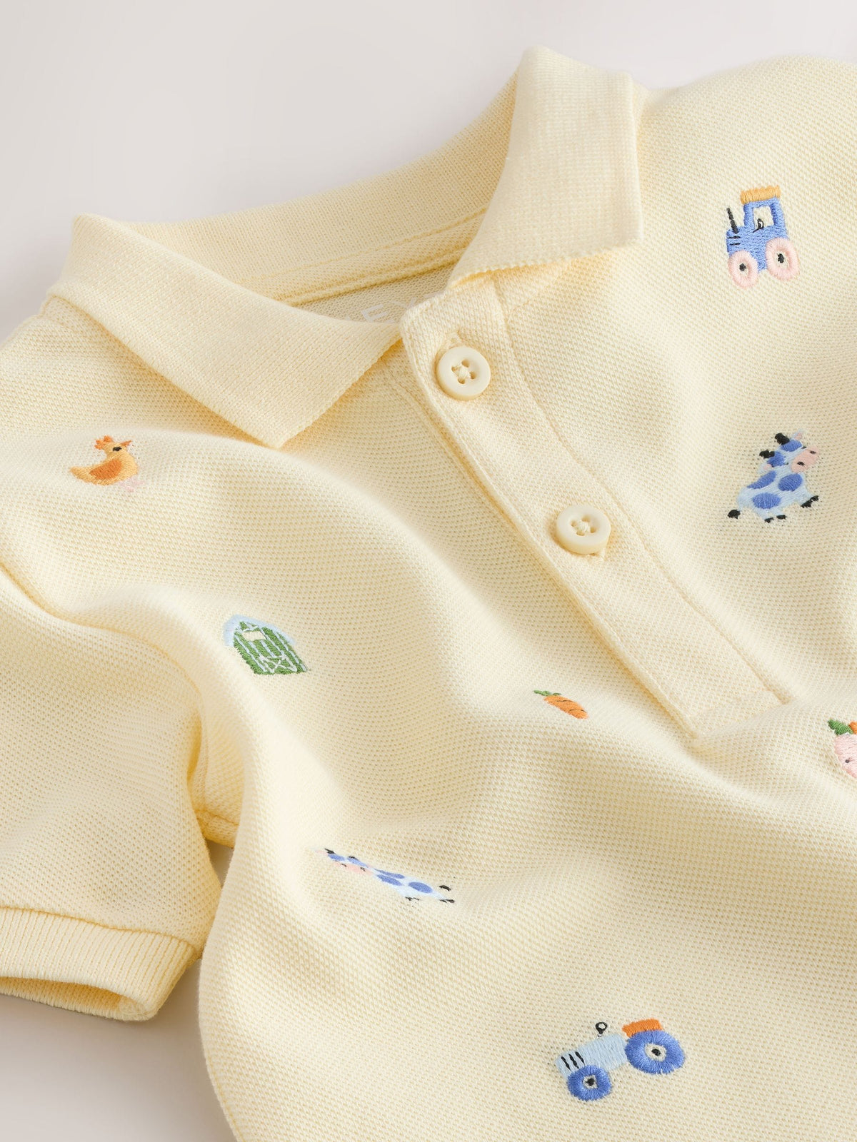Yellow Farm All-Over-Embroidered Short Sleeve Polo Shirt (3mths-7yrs)
