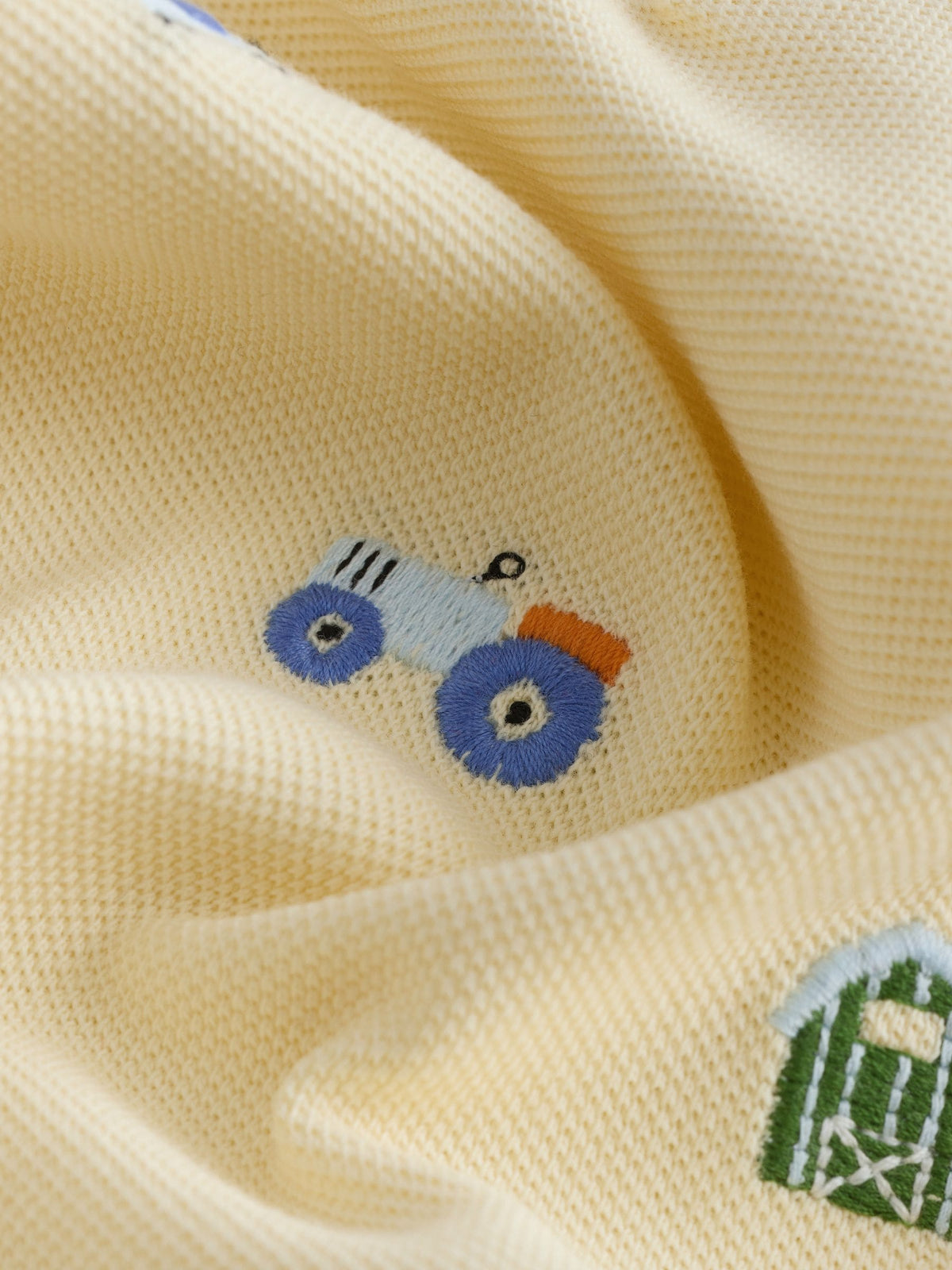 Yellow Farm All-Over-Embroidered Short Sleeve Polo Shirt (3mths-7yrs)