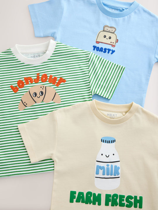 Blue Breakfast Short Sleeve Graphic T-Shirts 3 Pack (3mths-7yrs)