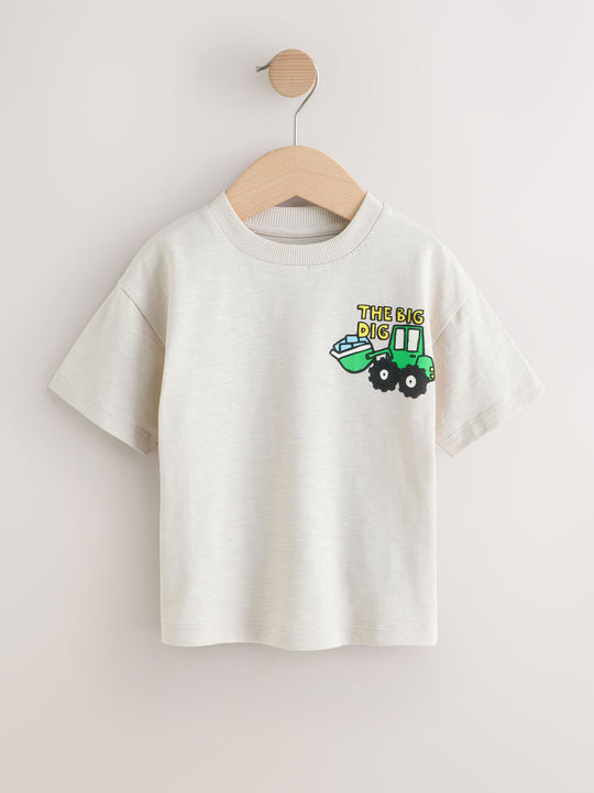 Teal Blue Digger Short Sleeve Graphic T-Shirts 3 Pack (3mths-7yrs)