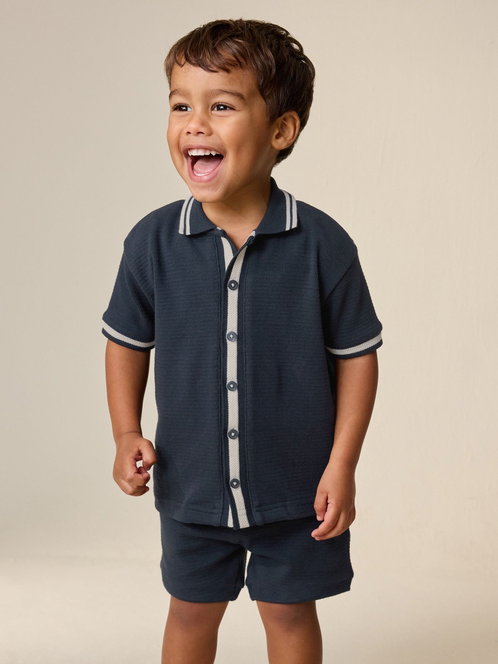 Navy Short Sleeve Shirt and Shorts Set (3mths-7yrs)