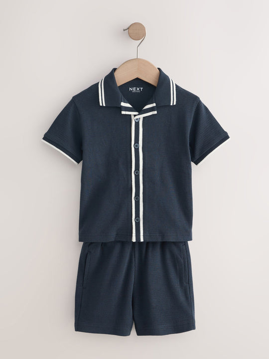 Navy Short Sleeve Shirt and Shorts Set (3mths-7yrs)