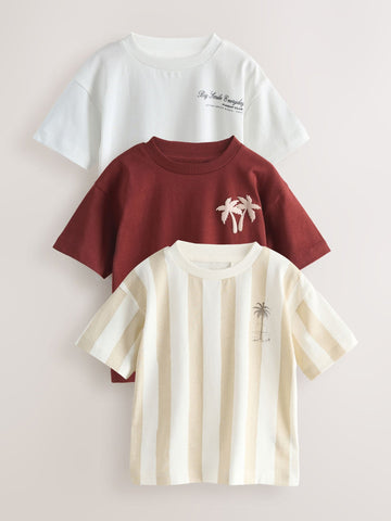 White Slogan Short Sleeve Graphic T-Shirts 3 Pack (3mths-7yrs)