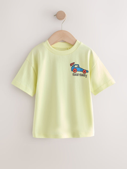 Blue/Green/Red/Orange/Yellow Cars Small Short Sleeve Graphic T-Shirts 5 Pack (3mths-7yrs)