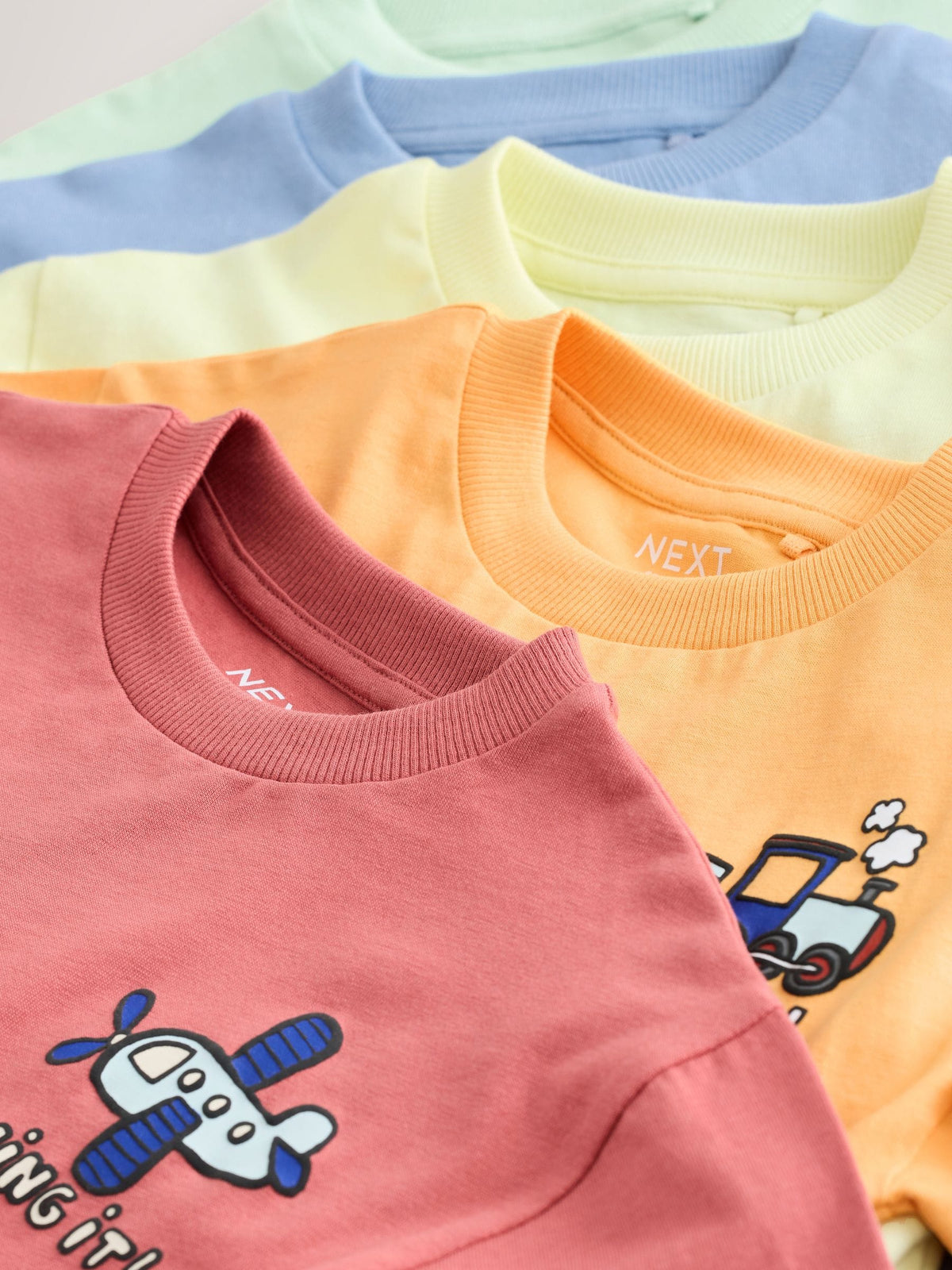 Blue/Green/Red/Orange/Yellow Cars Small Short Sleeve Graphic T-Shirts 5 Pack (3mths-7yrs)