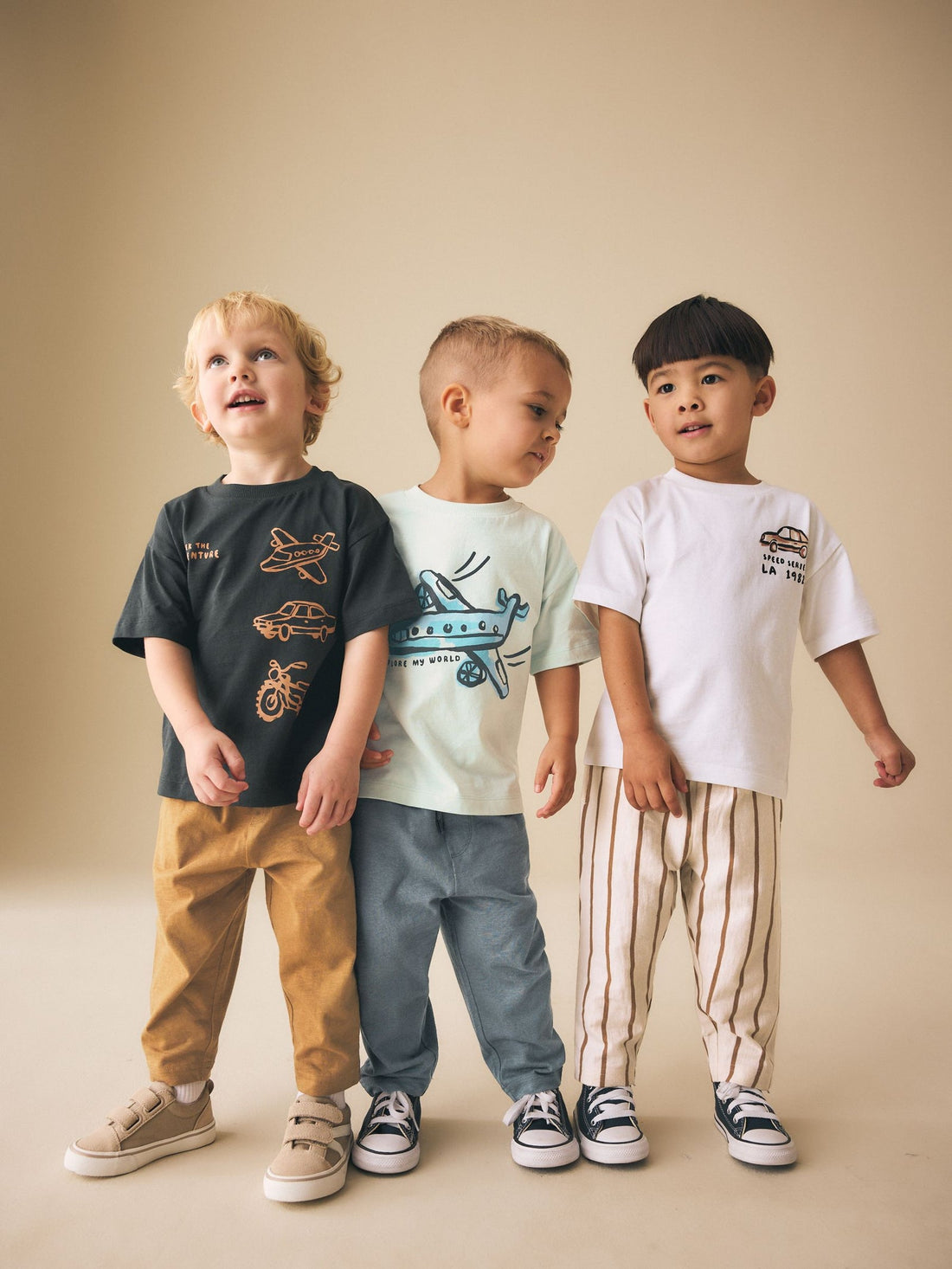 Blue/Black/White Vehicles Short Sleeve T-Shirts & Joggers Set 3 Pack (3mths-7yrs)
