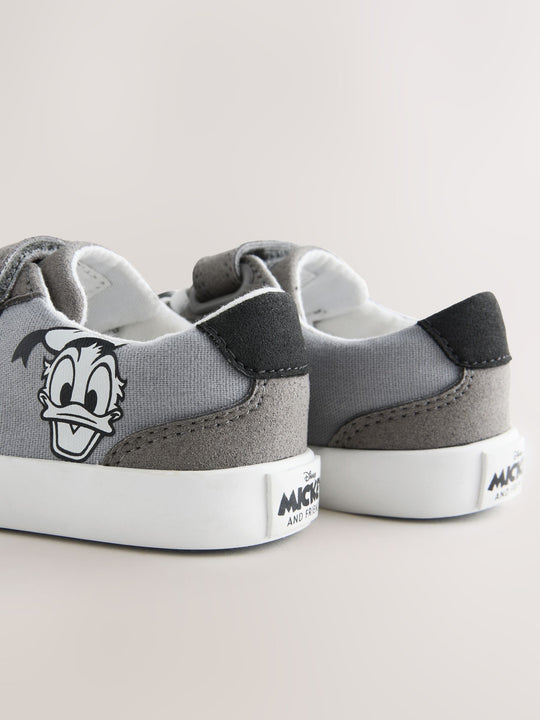 Grey Mickey Mouse Touch Fastening and Elastic Lace Trainers