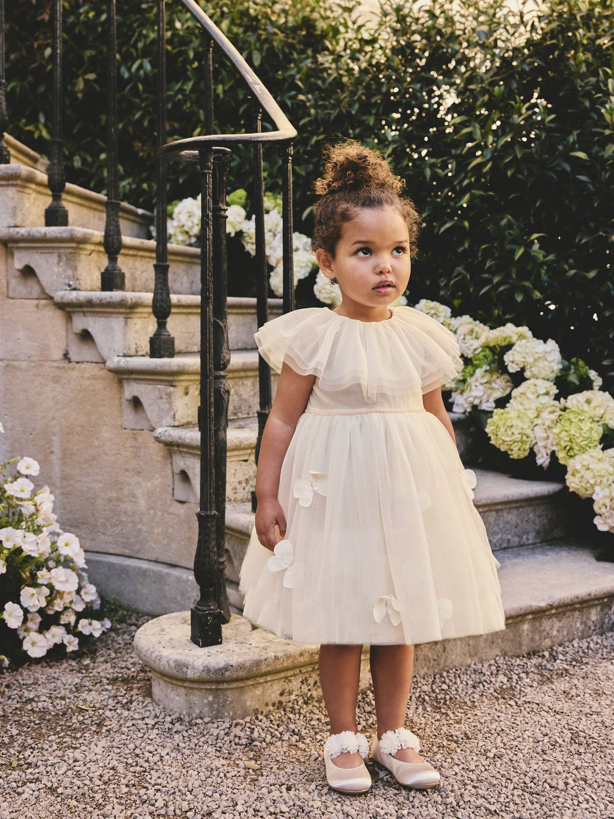 White Ruffle Collar Mesh Dress (3mths-7yrs)