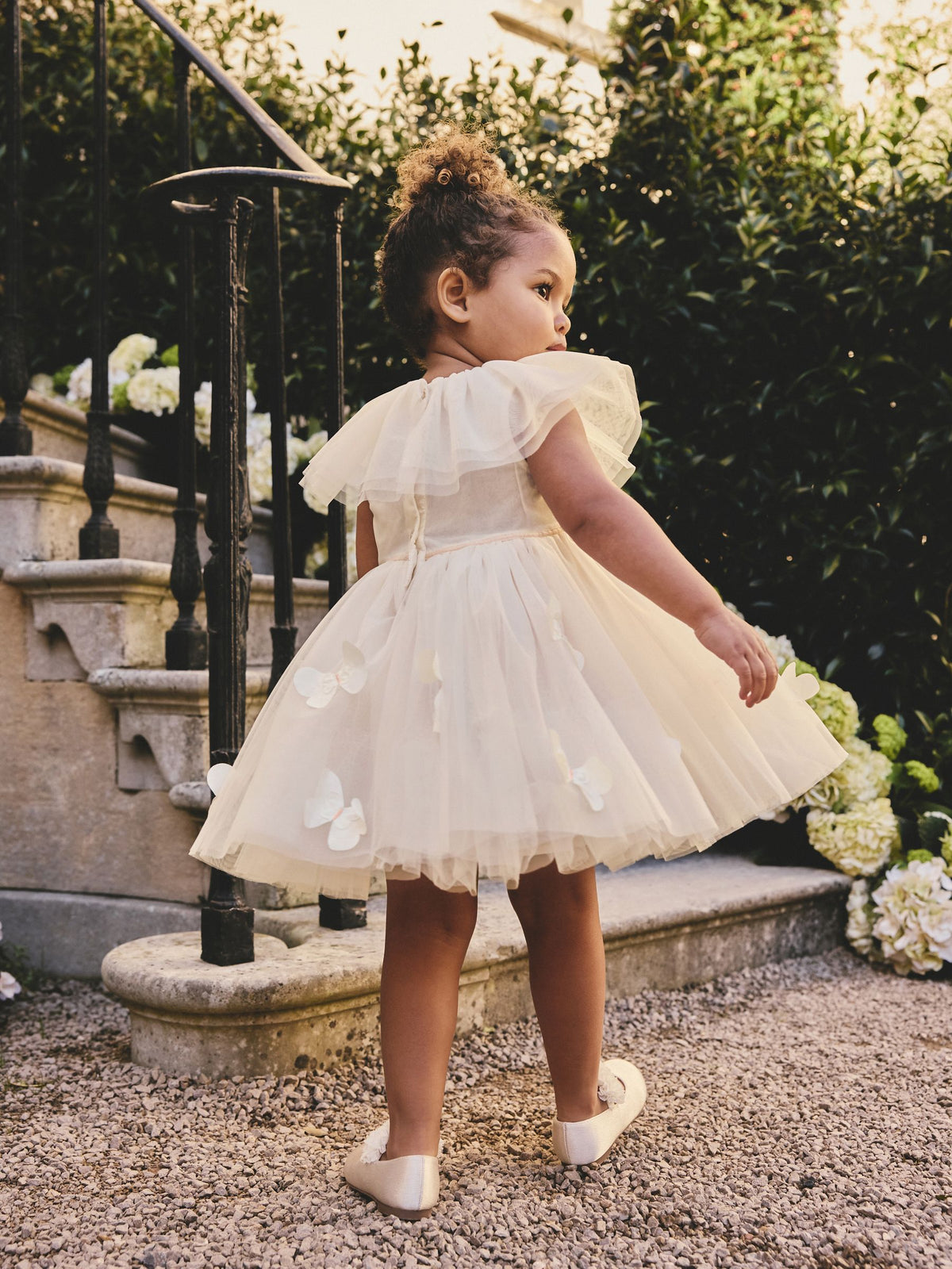White Ruffle Collar Mesh Dress (3mths-7yrs)