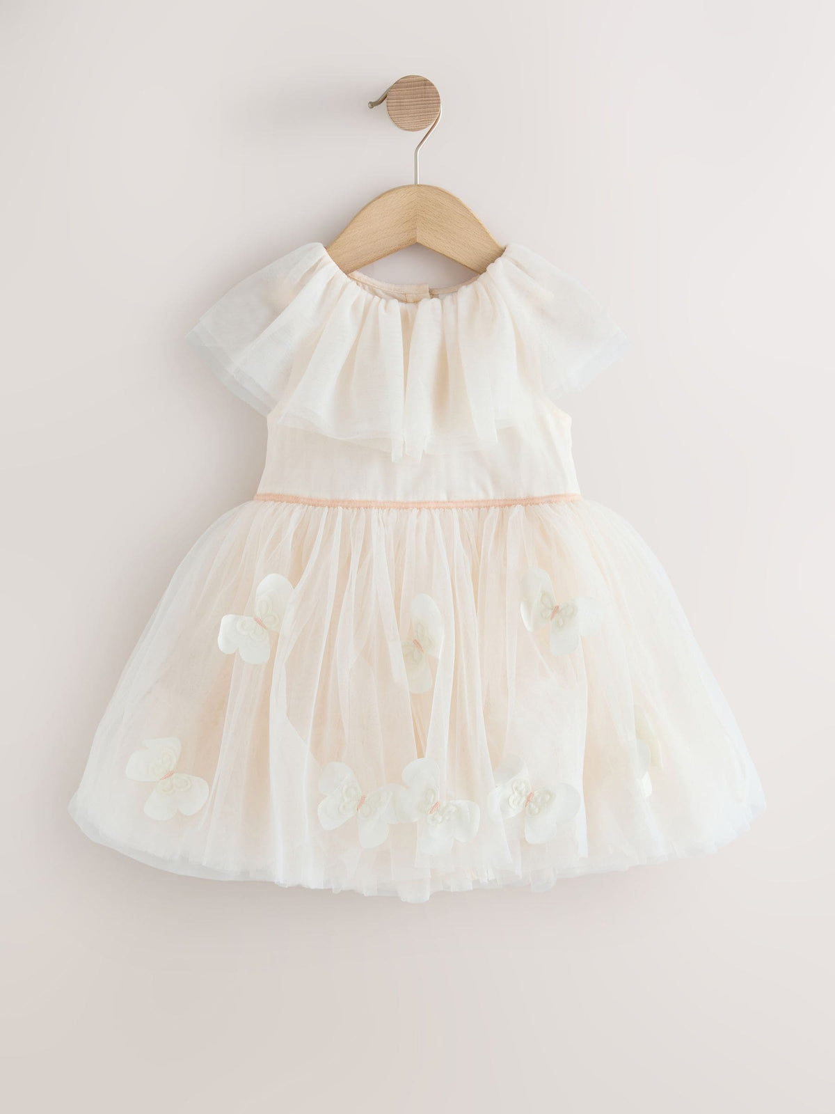 White Ruffle Collar Mesh Dress (3mths-7yrs)