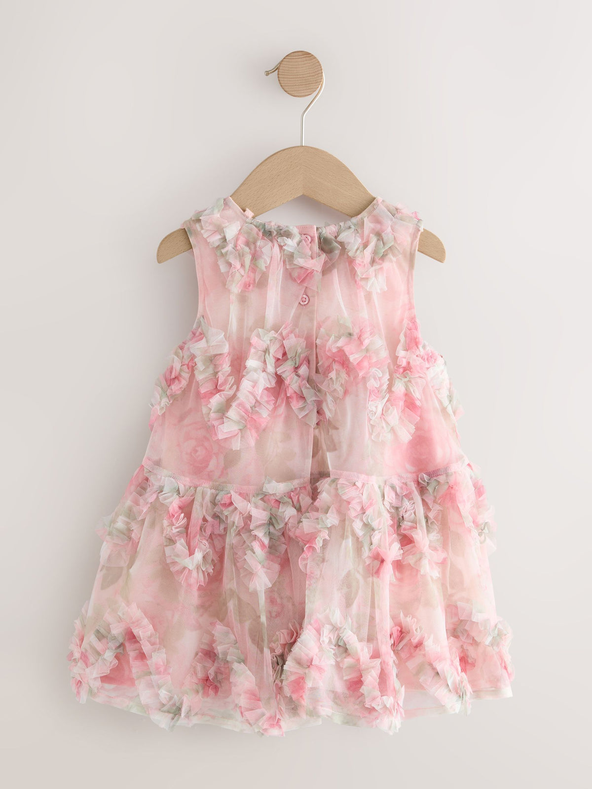 Pink Floral Sleeveless Mesh Dress (3mths-7yrs)